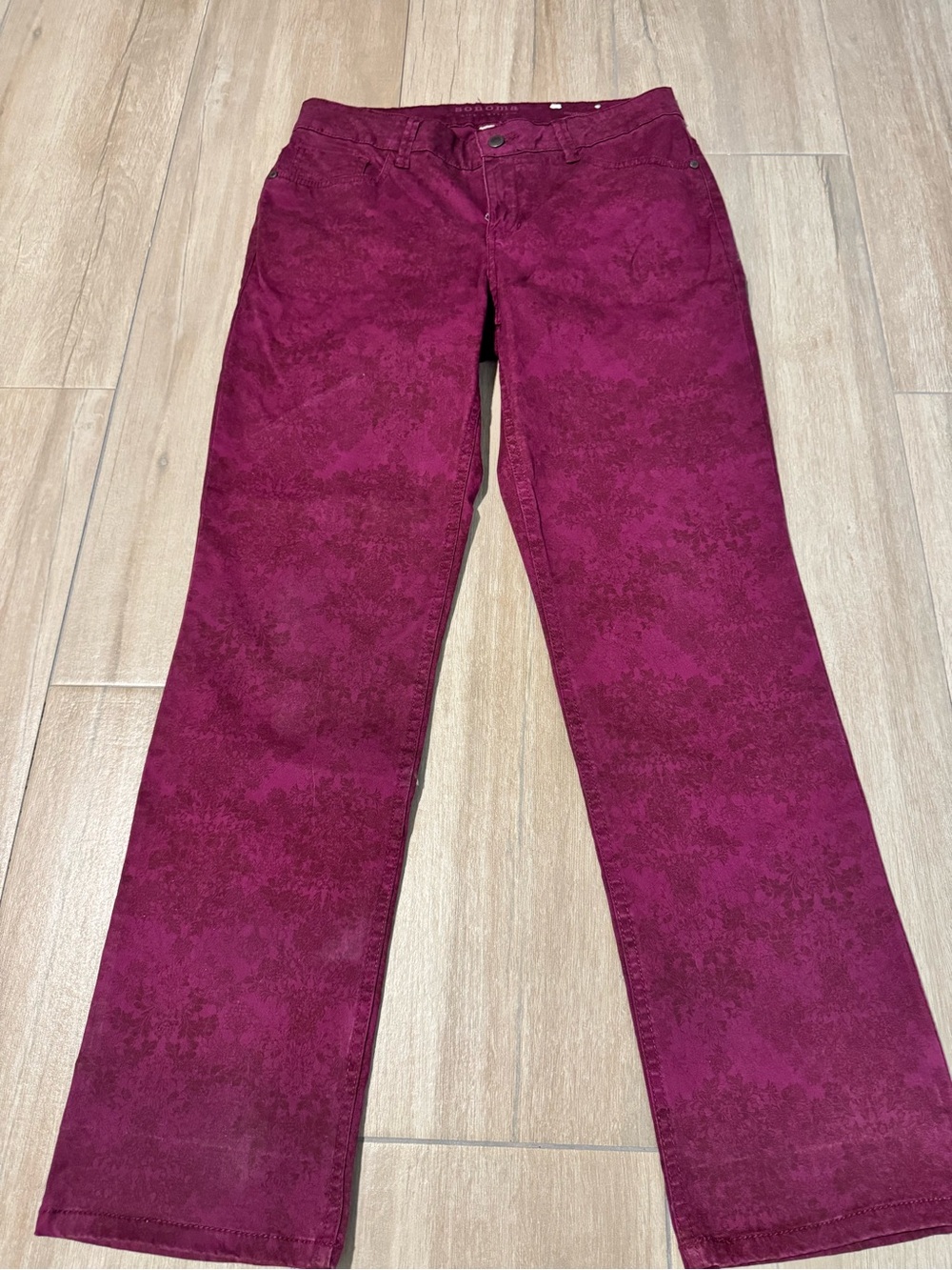 Sonoma Plum Patterned Straight-Leg Jeans